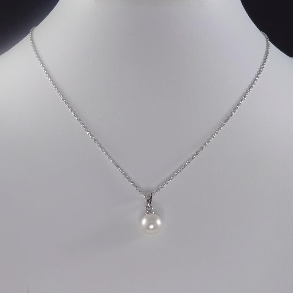 И Мои украшения Подвеска из жемчуга Акойя Примерно Блестящее серебро 925 пробы в [Ваша коробка] Ожерелье, толщина 8,0 мм, (Сделано в Японии)