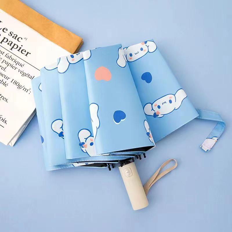 Детский автоматический зонт от дождя, ветрозащитный складной зонт с черным покрытием, анти-УФ-зонт, милый зонтик для мальчиков и девочек