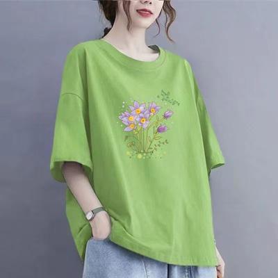 Летняя женская хлопковая футболка с короткими рукавами, женские свободные топы