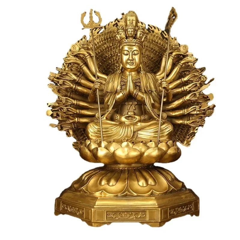 Декоративный латунный Тысячеглазый Авалокитешвара Бодхисаттва Девы Домашний Буддийский Зал