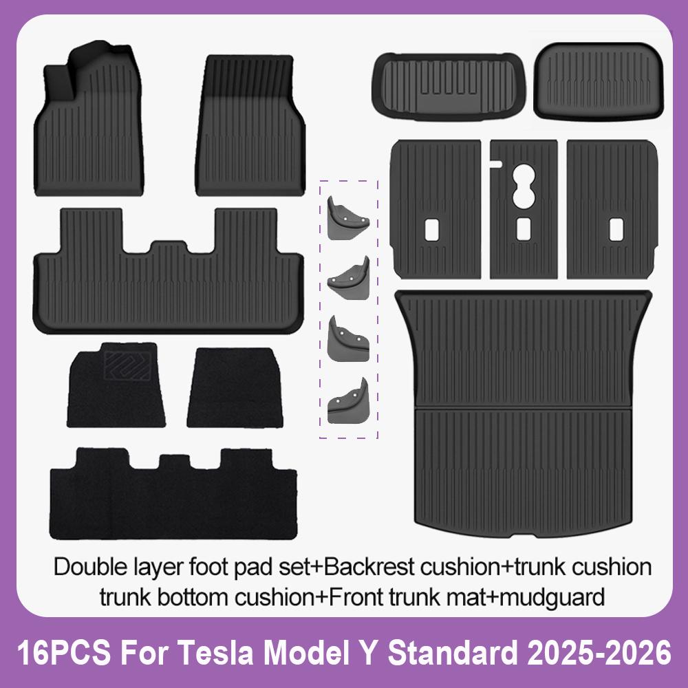 Tapis de sol en TPE écologiques pour Tesla Model Y Standard 2025 2026, inodores, sur mesure, antidérapants, faciles à nettoyer, tapis faciles