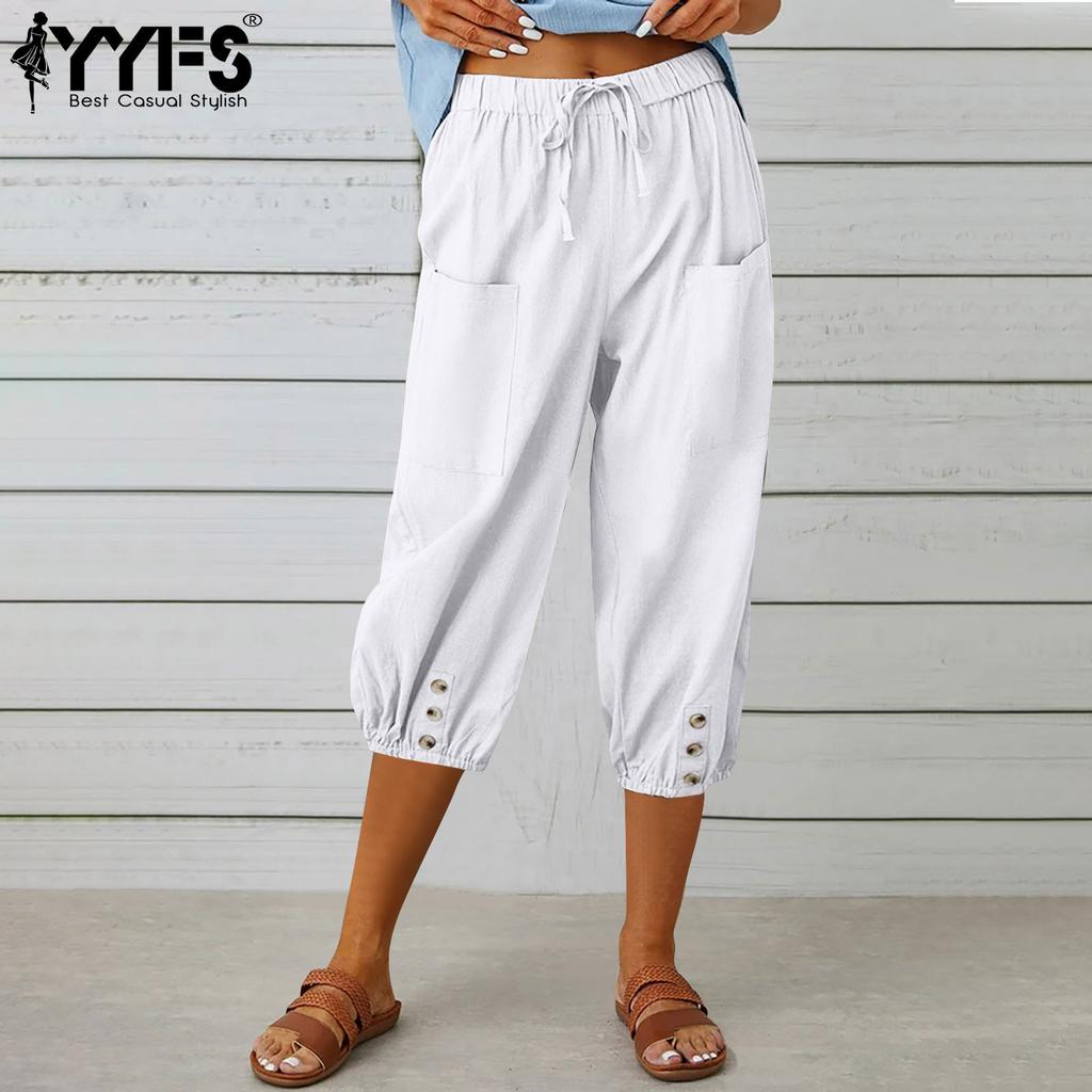 YYFS Women's Fashion Casual Solid Color Print High Waist Trousers Pants & Capris