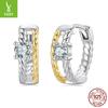 Двухцветные серьги-пусеты с муассанитом, серьги из стерлингового серебра 925 пробы с золотым покрытием, легкая роскошь, высокий класс, осень и зима