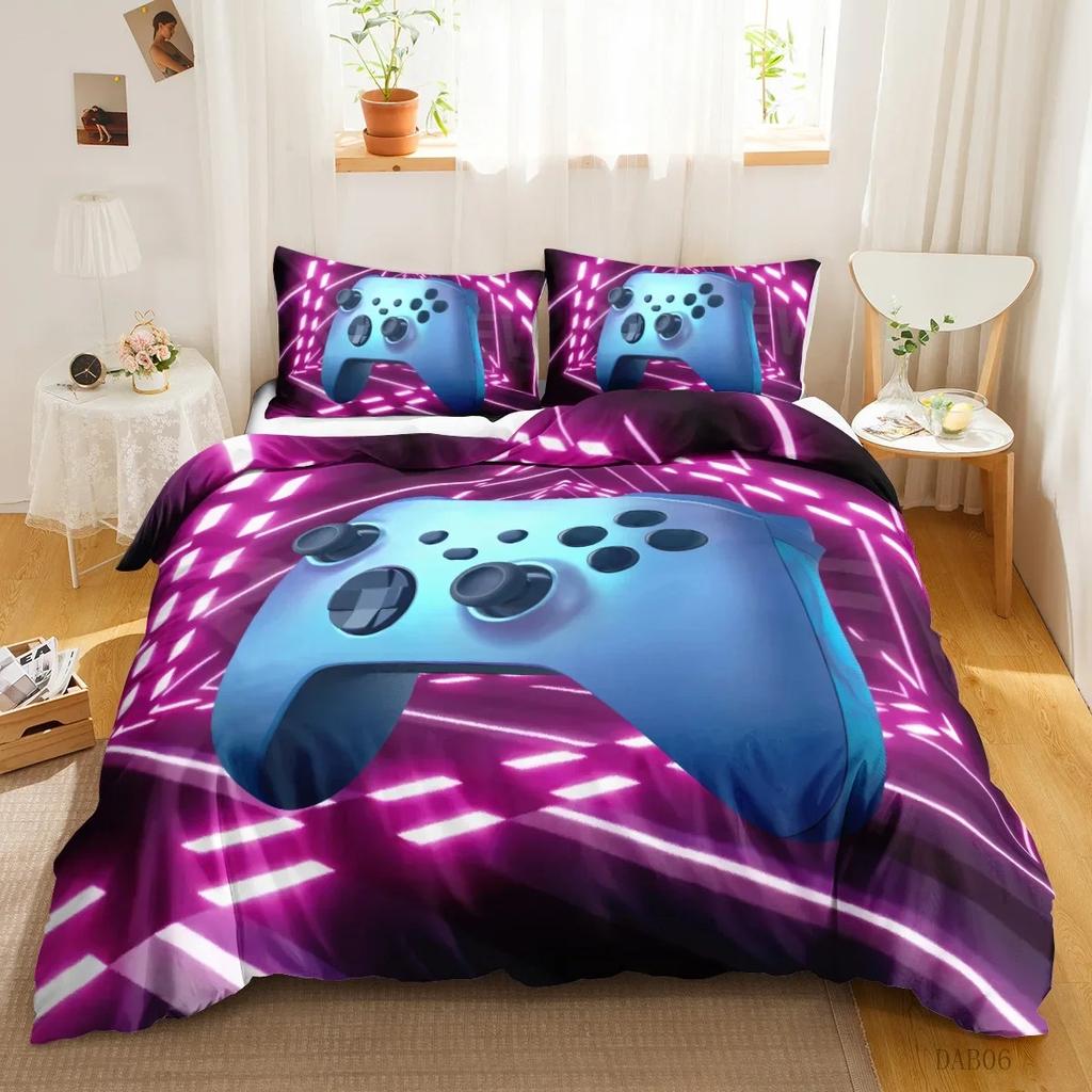 Подростковое одеяло с пододеяльником на тему видеоигр King Gamepad Controller Комплект постельного белья Молодежный игровой комплект постельного белья 3D Полиэстеровая наволочка Инструмент