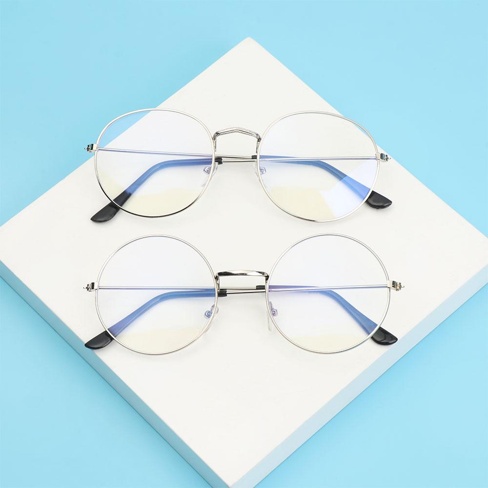 Men Portable Vintage Ultra Light Frame Anti-Blue Light Eyeglasses Metal Glasses Eye Protection