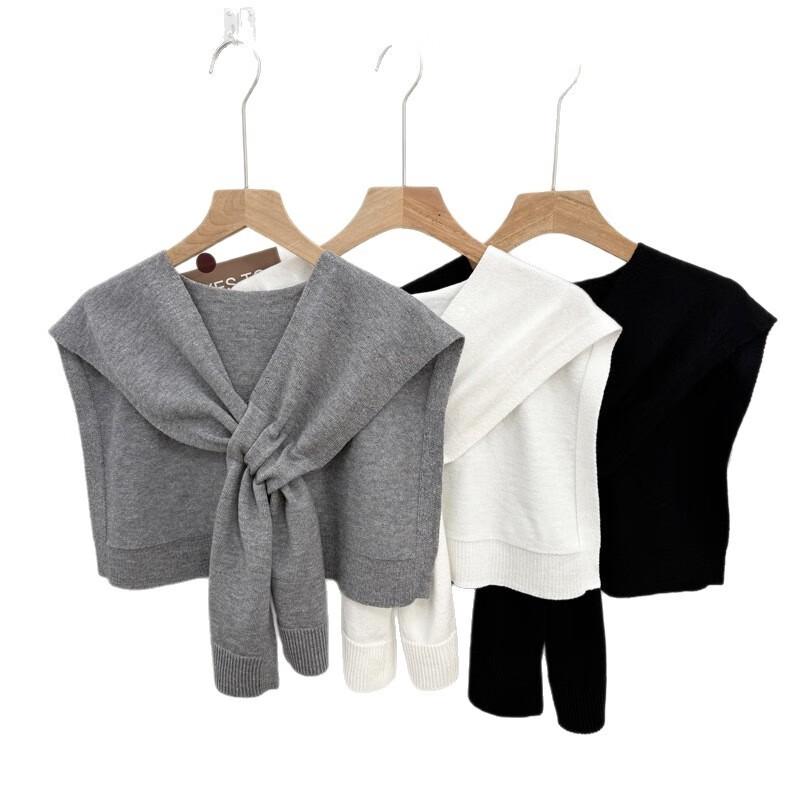 Женская универсальная вязаная накидка на плечи в корейском стиле