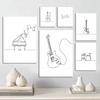 Рисунок Настенное искусство Холст Постер Музыка Принт Скандинавский Фортепиано Гитара Саксофон Линия Абстрактная Минималистичная Живопись Картина Гостиная Деко