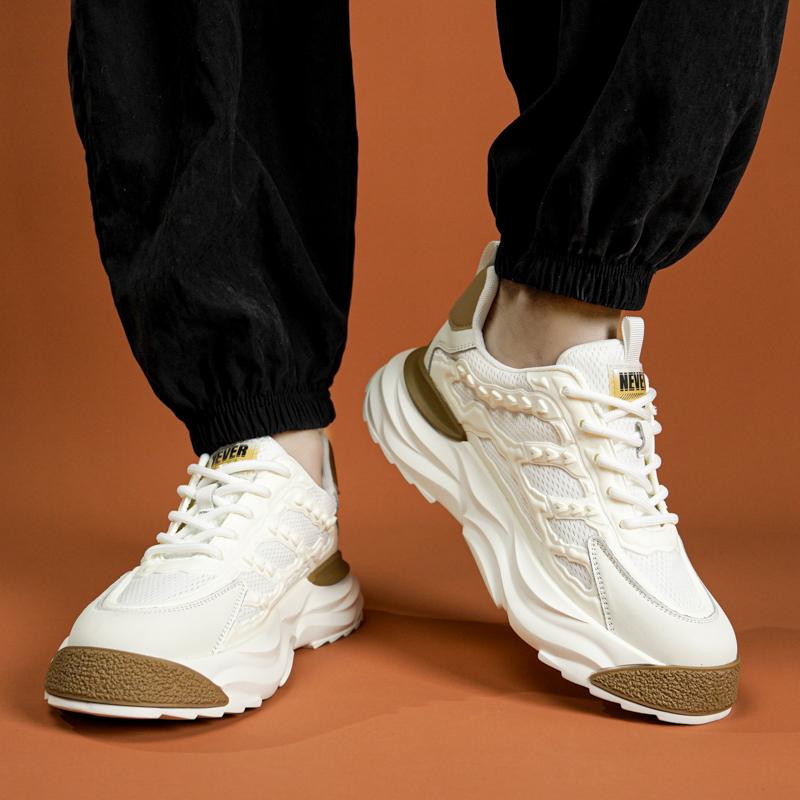 Трендовая спортивная обувь, мужские удобные дышащие кроссовки на платформе с сеткой, модные повседневные прогулочные кроссовки 2024 года, мужская летняя новинка