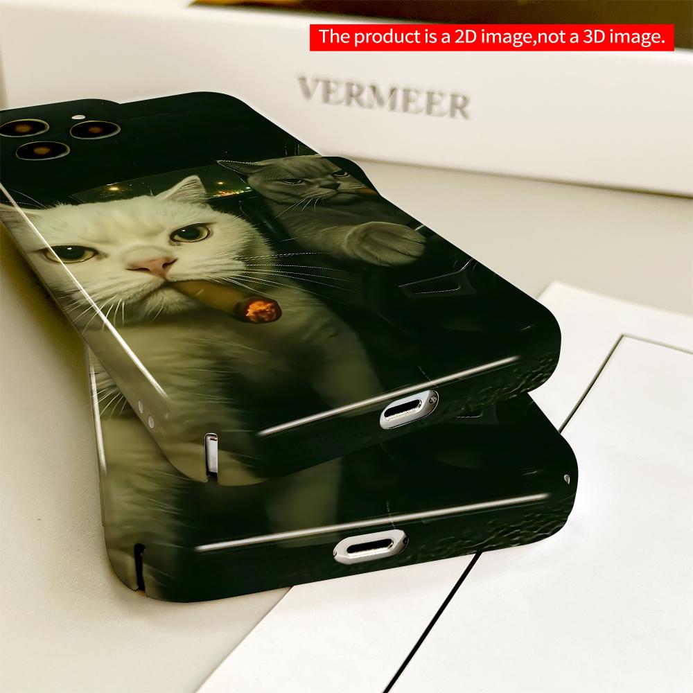 Cats Smoking in Car Night Drive All inclusive film hard phone case, compatible with iPhone 18 Pro Max 17 16 15 14 13 12 11