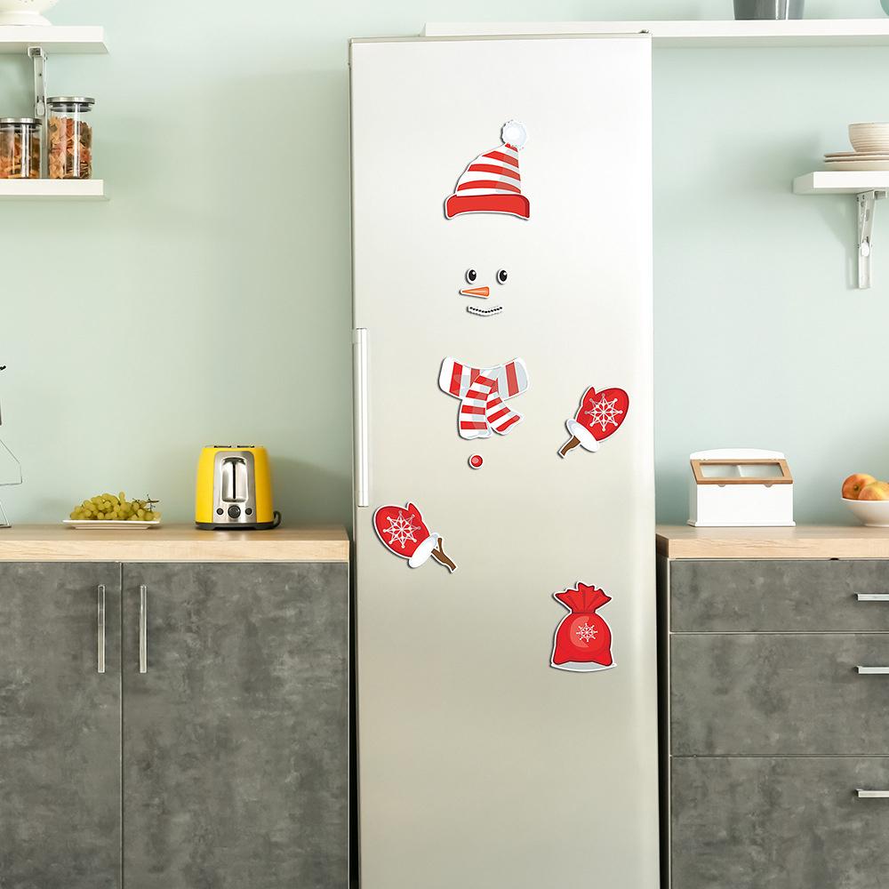 Magnetic Refrigerator Stickers with Snowman Image for Christmas. Christmas Decoration.