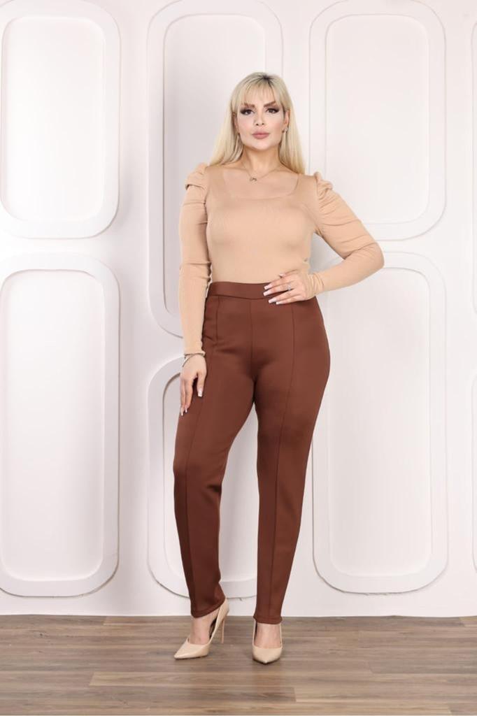 Женские брюки большого размера из ткани для дайвинга длиной до щиколотки с приутюживаемой строчкой