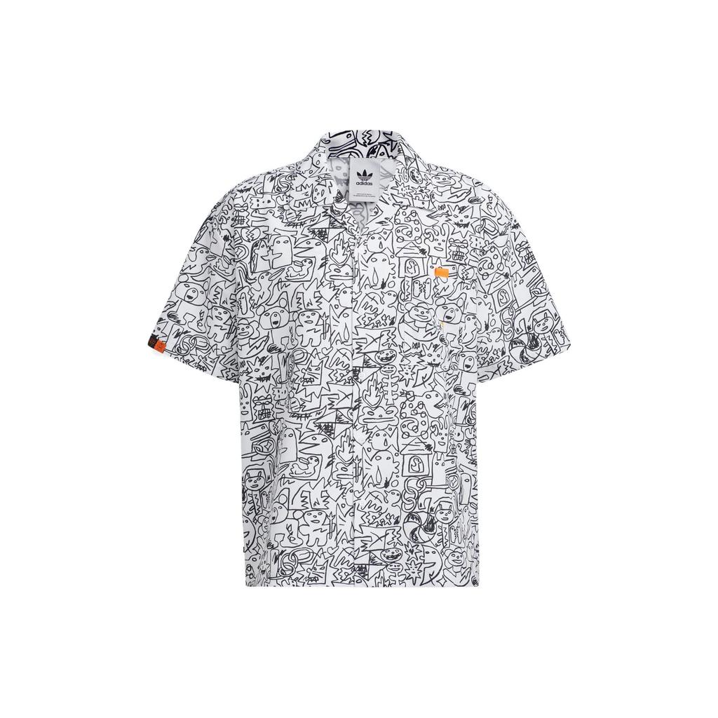 adidas Originals Trefoil SS22 Повседневная рубашка с короткими рукавами с принтом Мужские топы Белые HR6450