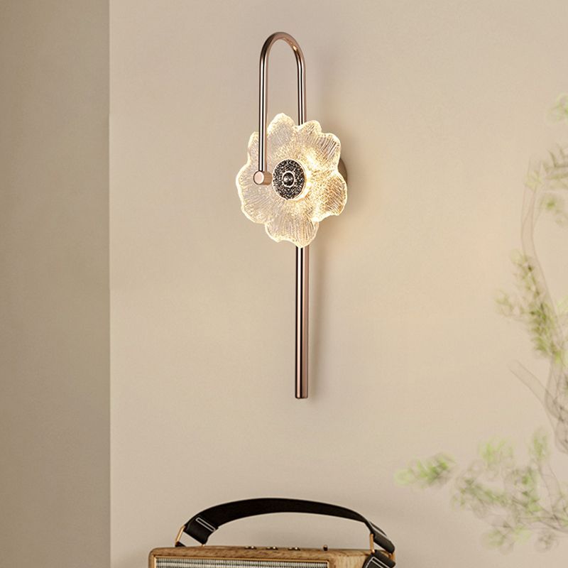 Настенный светильник в стиле французской легкой роскоши, современная и простая атмосфера гостиной, стеклянный цветок для спальни, прикроватный настенный светильник