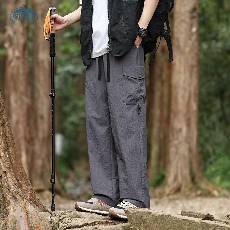 Dingfengbaoluo Outdoor Hiking Pants for Men, Summer Mountain-Style Casual Loose Cargo Straight-Leg Trousers