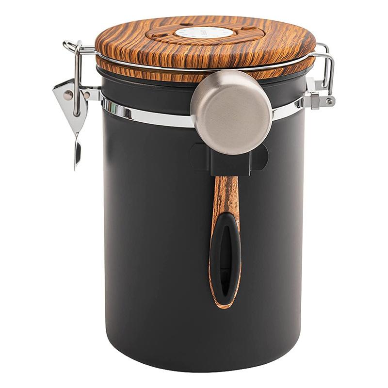 Coffee Canister Stainless Steel 1.8L Vacuum Sealed Tank Grain Tea Nut Cans Airtight Packaging Storage Box Home Food Container
