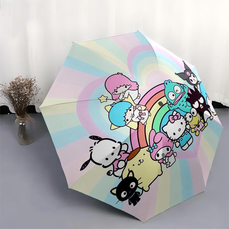 1pc Hello Kitty Rainbow Friends Umbrella with Plastic Handle,Suitable for All Seasons Home Travel Outdoor UmbrellaM1343
