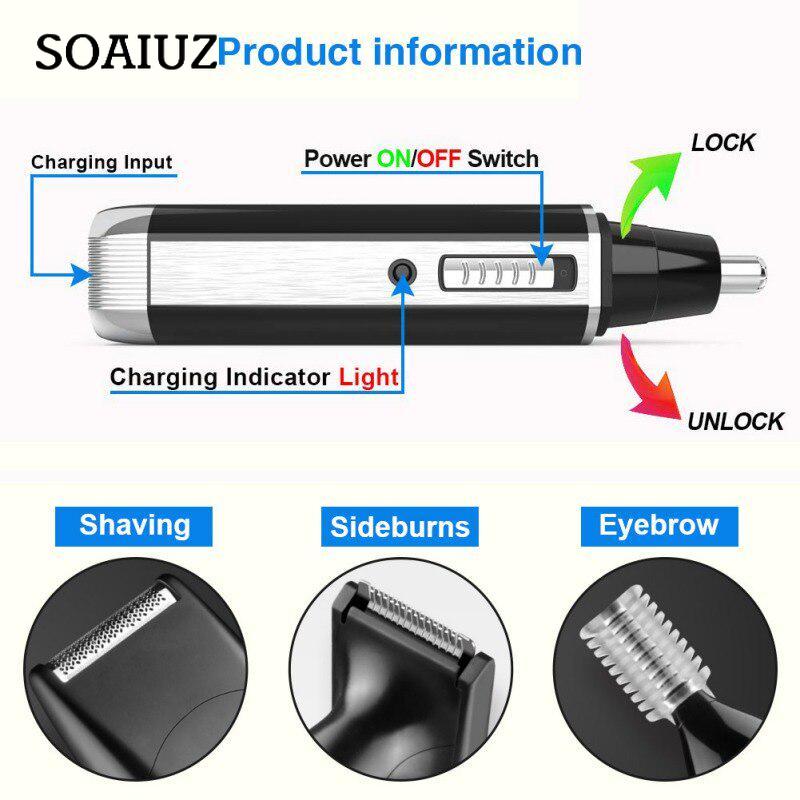 4 в 1 USB перезаряжаемый профессиональный триммер для волос в носу и ухе для мужчин электрическая машинка для стрижки ноздрей