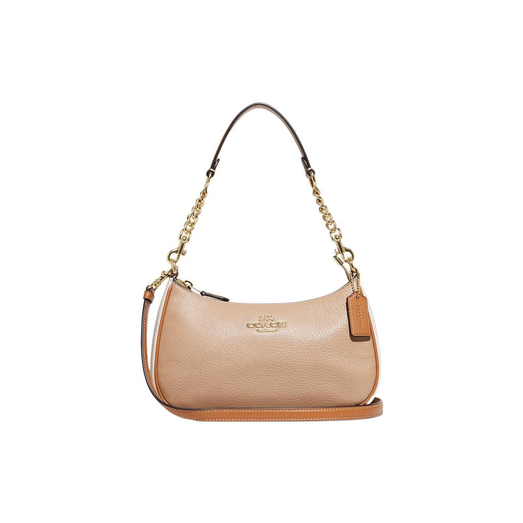 New COACH Teri Leather Shoulder Bag, Handbag, Crossbody Bag, Shoulder Bag Women's Gold/Taupe Multicolor CA173-IMTAP