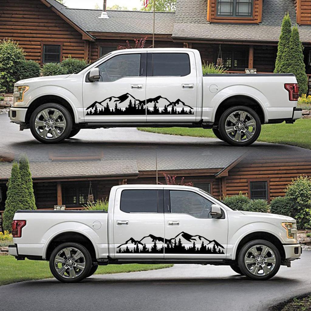 2PCS Car Decal Mountain Tree Forest Pattern Car Side Body Graphic Sticker Universal for Vehicle RVs Yachts Trucks