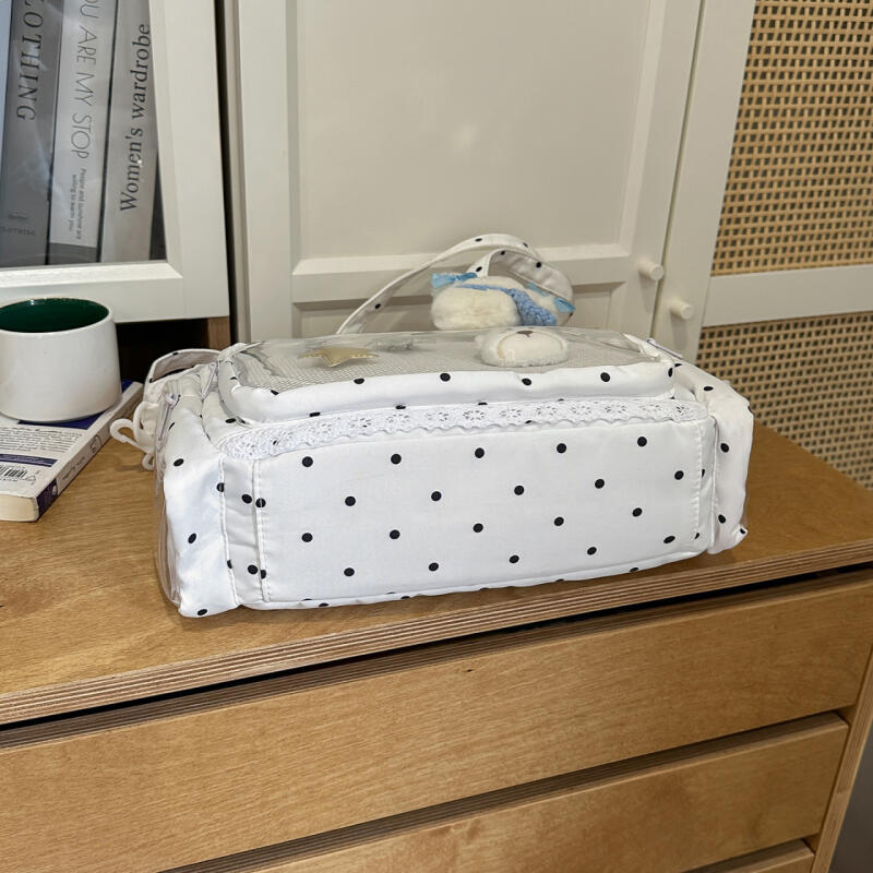 Кружевная прозрачная сумка в горошек, на плечо, для учеников средней школы