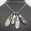 Personality Trendy Cool Stainless Steel Necklace High Street Accessories Decorations Men Trendy Men Titanium Steel Feather Necklace