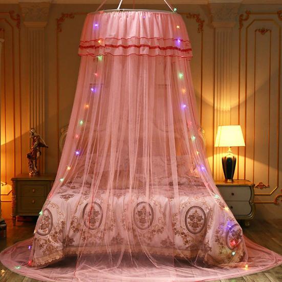 Ruffle Dome Ceiling Mosquito Net Princess Mesh Canopy Dust-proof Bedroom Decor