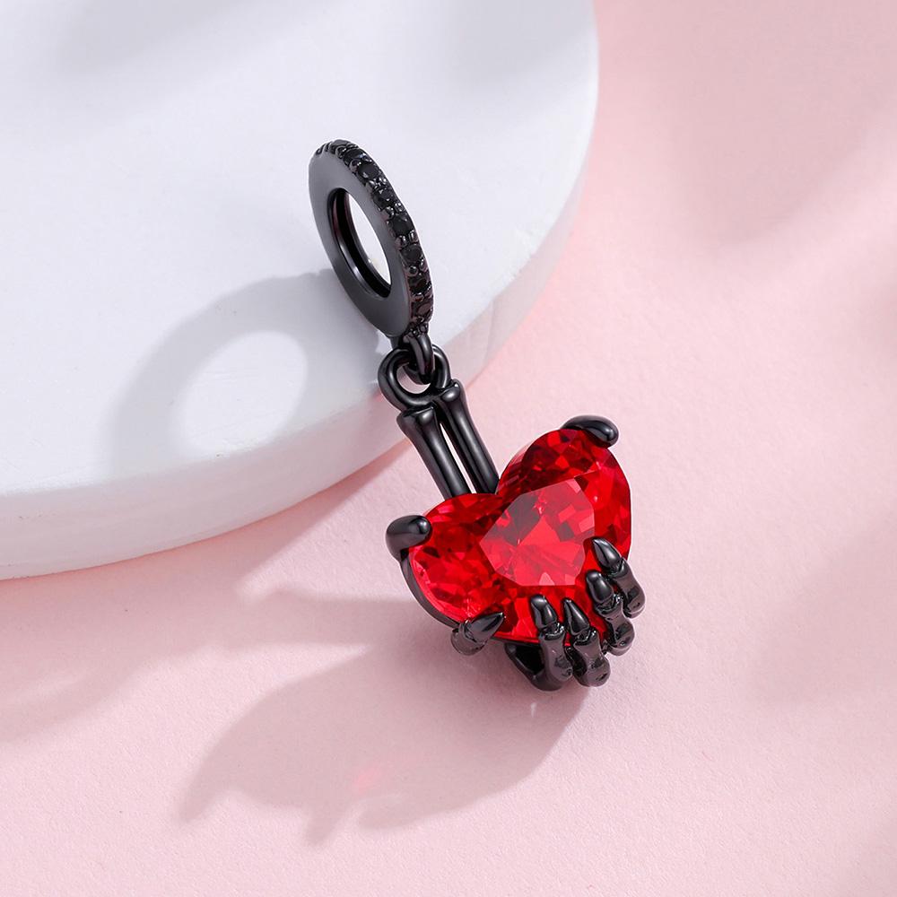 925 Sterling Silver Pendant Gun Black Skeleton Hand Heart Vampire Charms Fit Bracelet DIY Women Halloween Costume Jewelry 2026