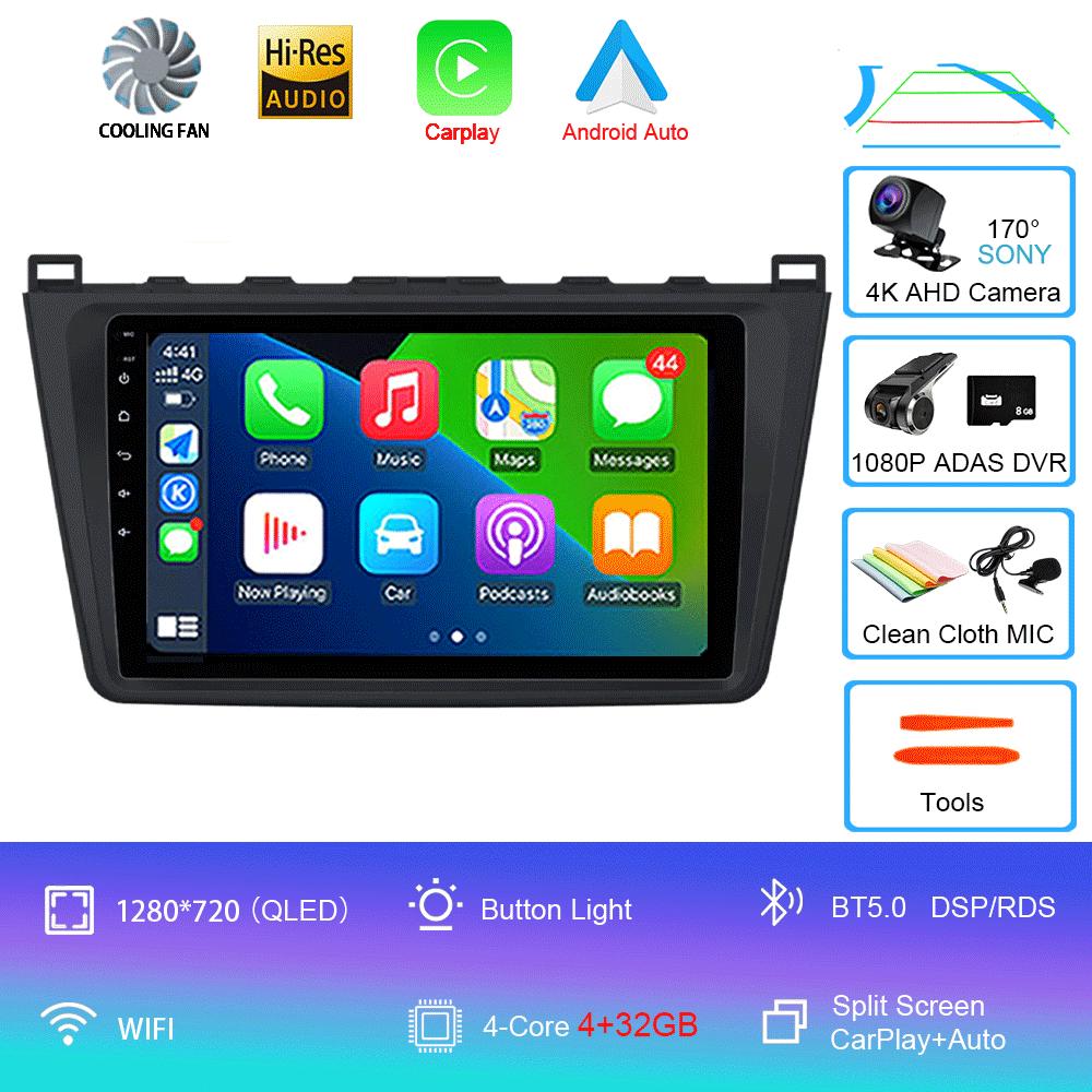 Android14 Carplay Автомагнитола для Mazda 6 GH 2007 2008 2009 2010 2011 2012 Мультимедиа GPS Видеоплеер Стерео 2din Головное Устройство