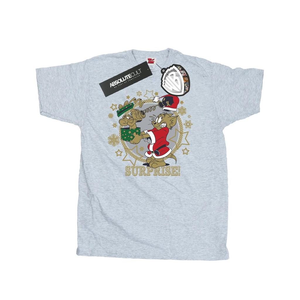 Tom And Jerry Mens Christmas Surprise T-Shirt