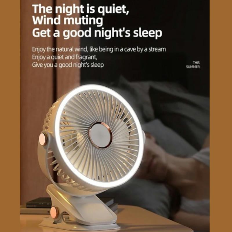 Camping Fan Rechargeable Desktop Portable Air Circulator Wireless Ceiling Electric Fan With LED Light Clip-on Room Home Fan