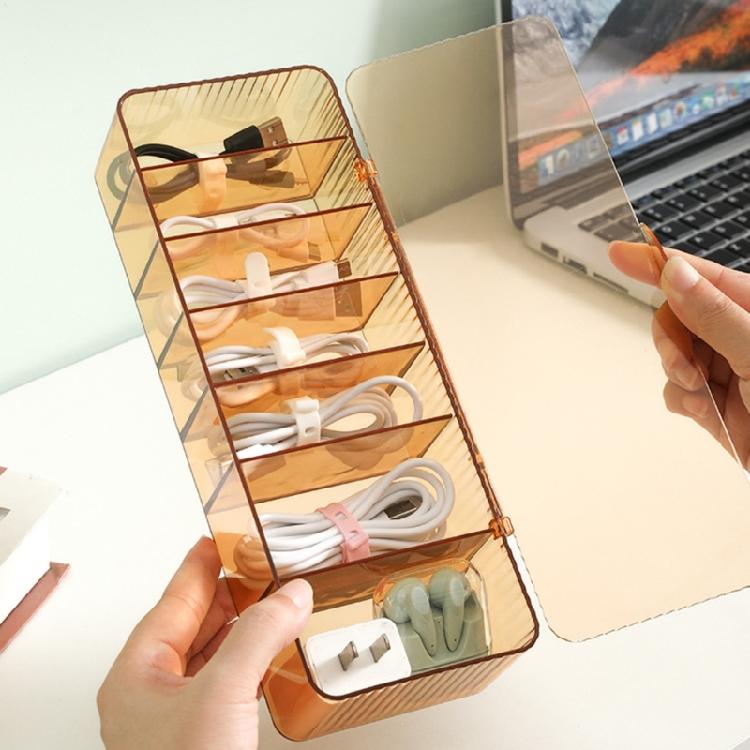 Cable Storage Box with Lid Clear Charger Cord Organizer Desk Organization Case