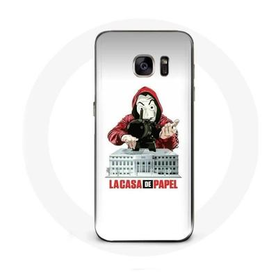 Coque - La Casa De Papel - Galaxy S7 - Souple - Masque Logo - Blanc