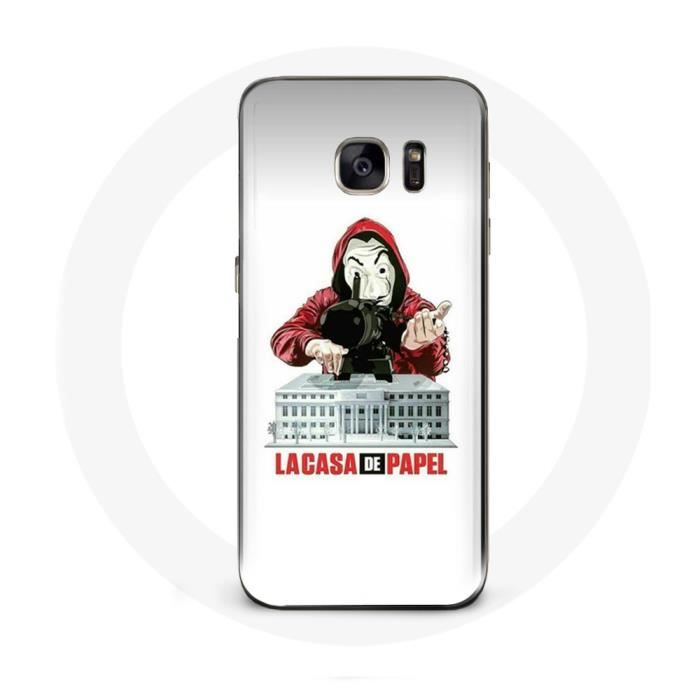 Coque pour samsung galaxy S6 La casa de papel masque logo fond blanc