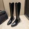 Fashion Ladies Elegant Boots Pointed Toe Solid Color 2024 Hot Sale New Autumn Winter Slip-On Wear Resistant Women Knee Length Shoes