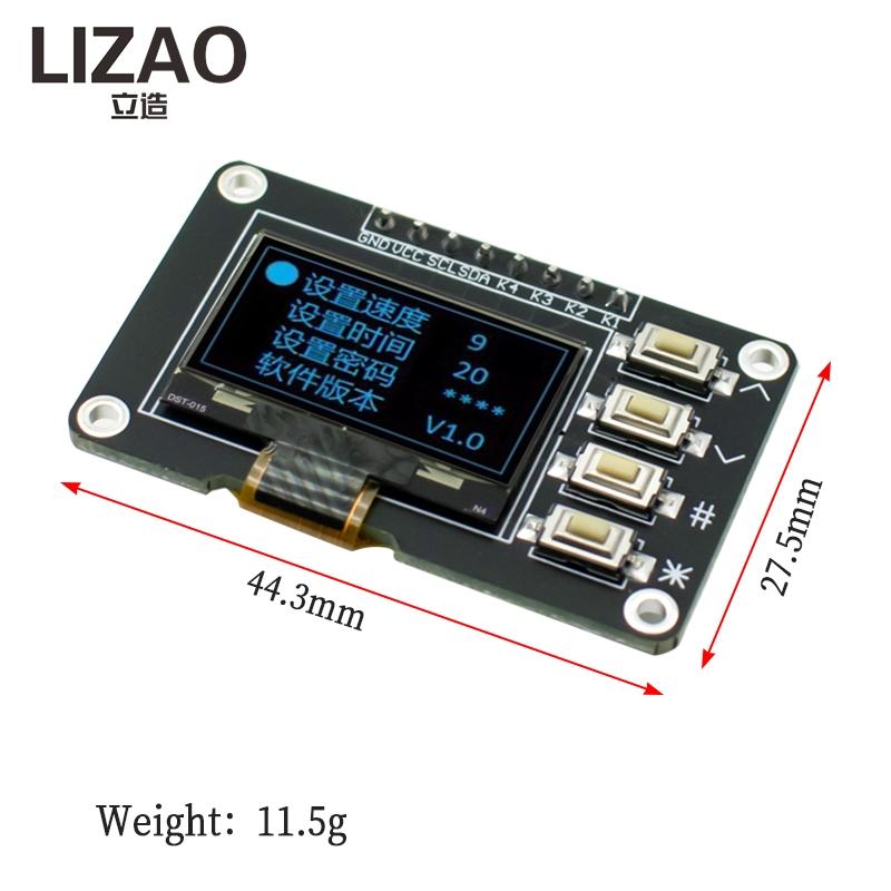 LIZAO 0,96-дюймовый OLED-дисплейный модуль 128x64 SSD1315 I2C IIC Бело-синий экран с 4 кнопками DC 3,3 В для проекта Arduino