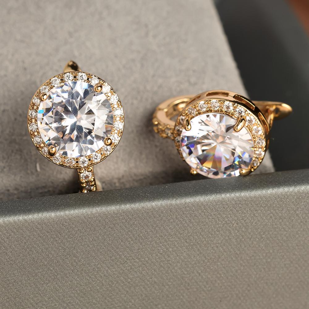1 пара круглых серег с цирконием CZ для женщин и девочек, роскошные серьги-кольца золотого цвета, подарок на день рождения