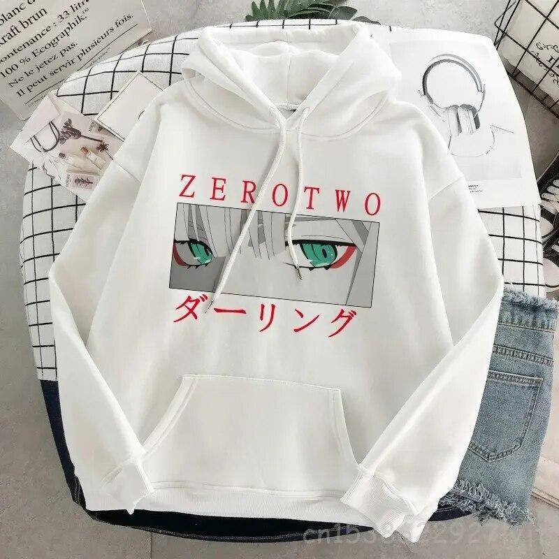 DARLING In The FRANXX Zero Two Толстовка Женская Harajuku Уличная одежда с длинным рукавом Эстетическая толстовка Пуловер Хлопковый свитшот Унисекс Толстовка