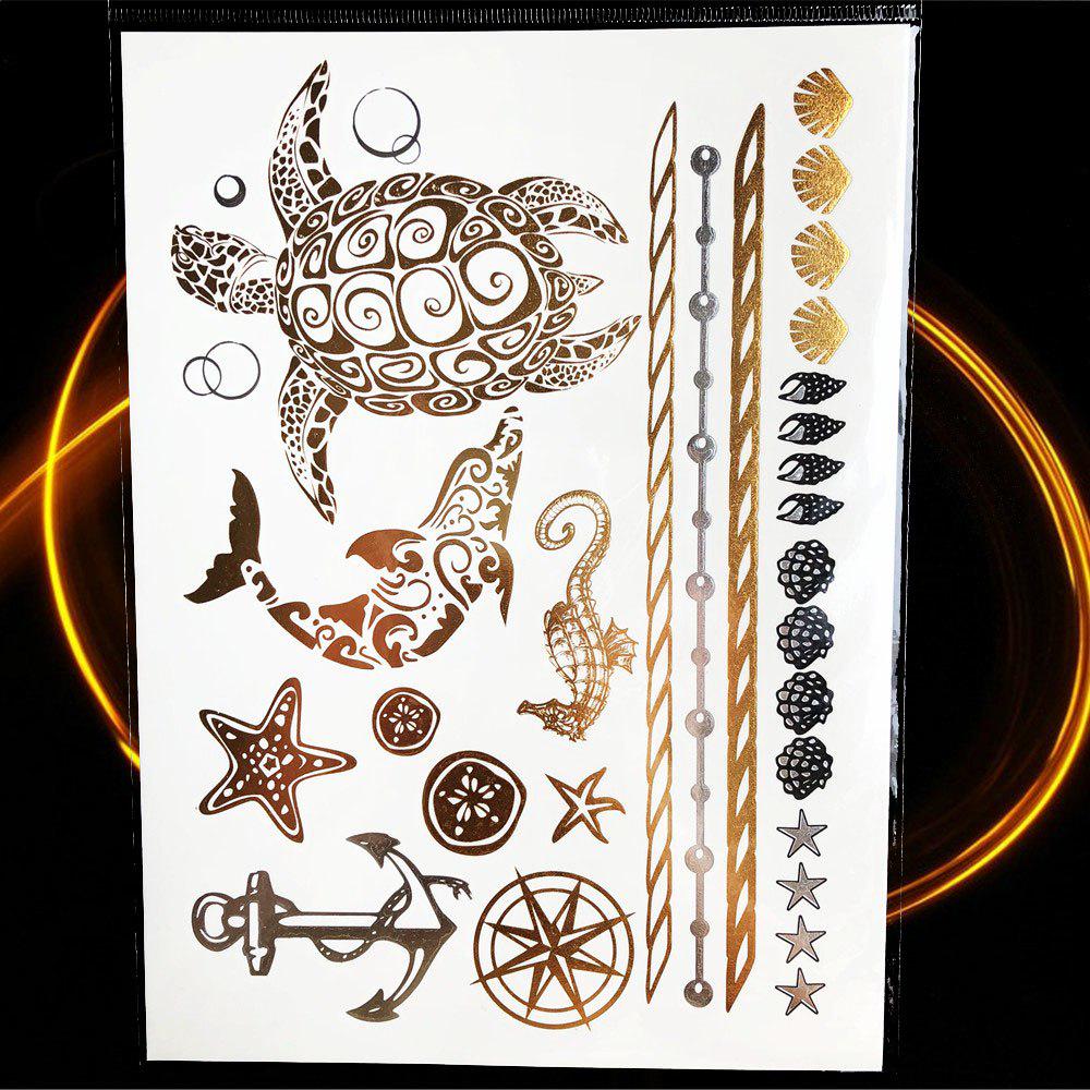 1PC Women Body Art Gold Metallic Tattoo Sticker Chain Bracelet Fake Jewelry