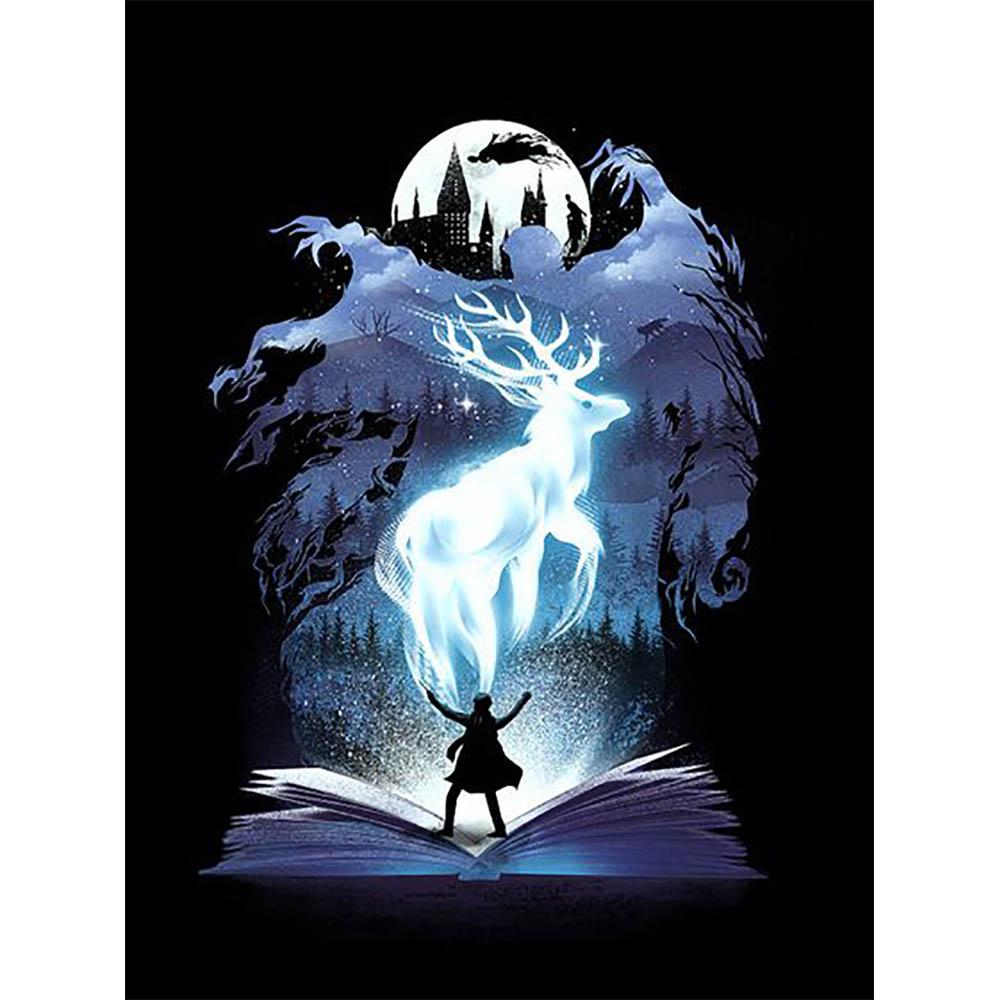 Handmade DIY Harry Potter Round Diamond Painting Kit Magician Cross Embroidered Deer Eagle Lion Diamond Mosaic Decoration