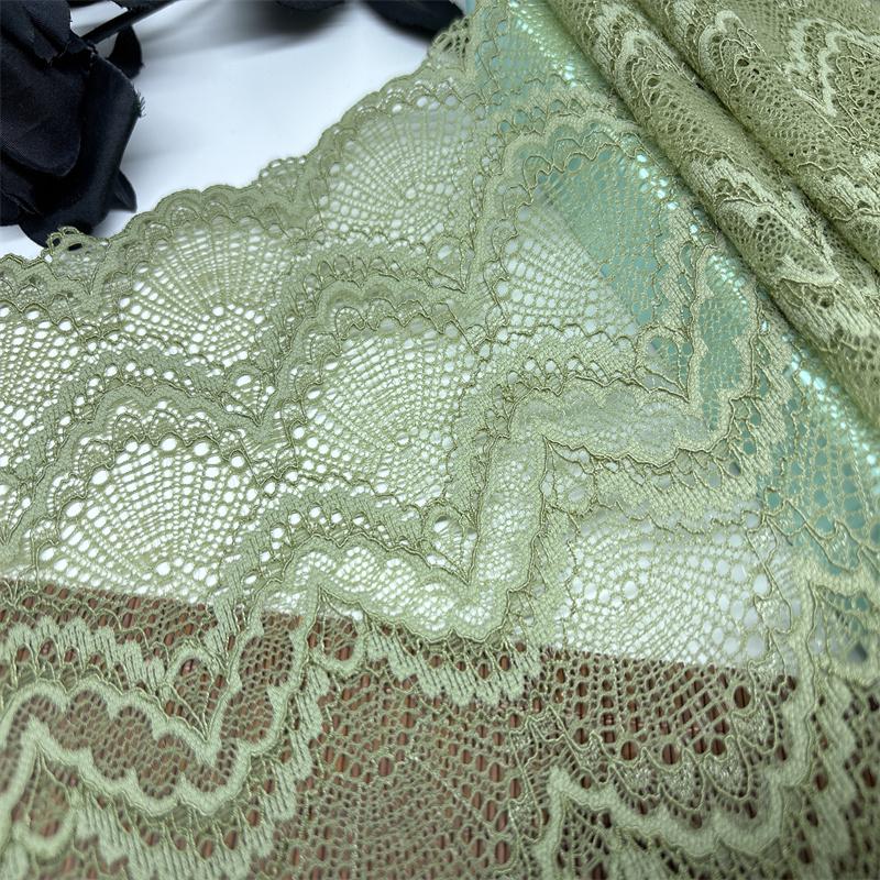 24 см Широкое Эластичное Кружево, Оливково-Зеленая Стрейч Кружевная Ткань из Спандекса для Шитья, Нижнего Белья, Бюстгальтера, Одежды, Домашнего Декора, Рукоделия