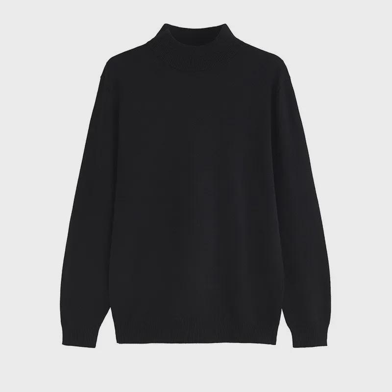 Men's Loose Fit Half Turtleneck Sweater: Korean Style, Solid Color, Knit, Long Sleeve, Autumn/Winter Top.