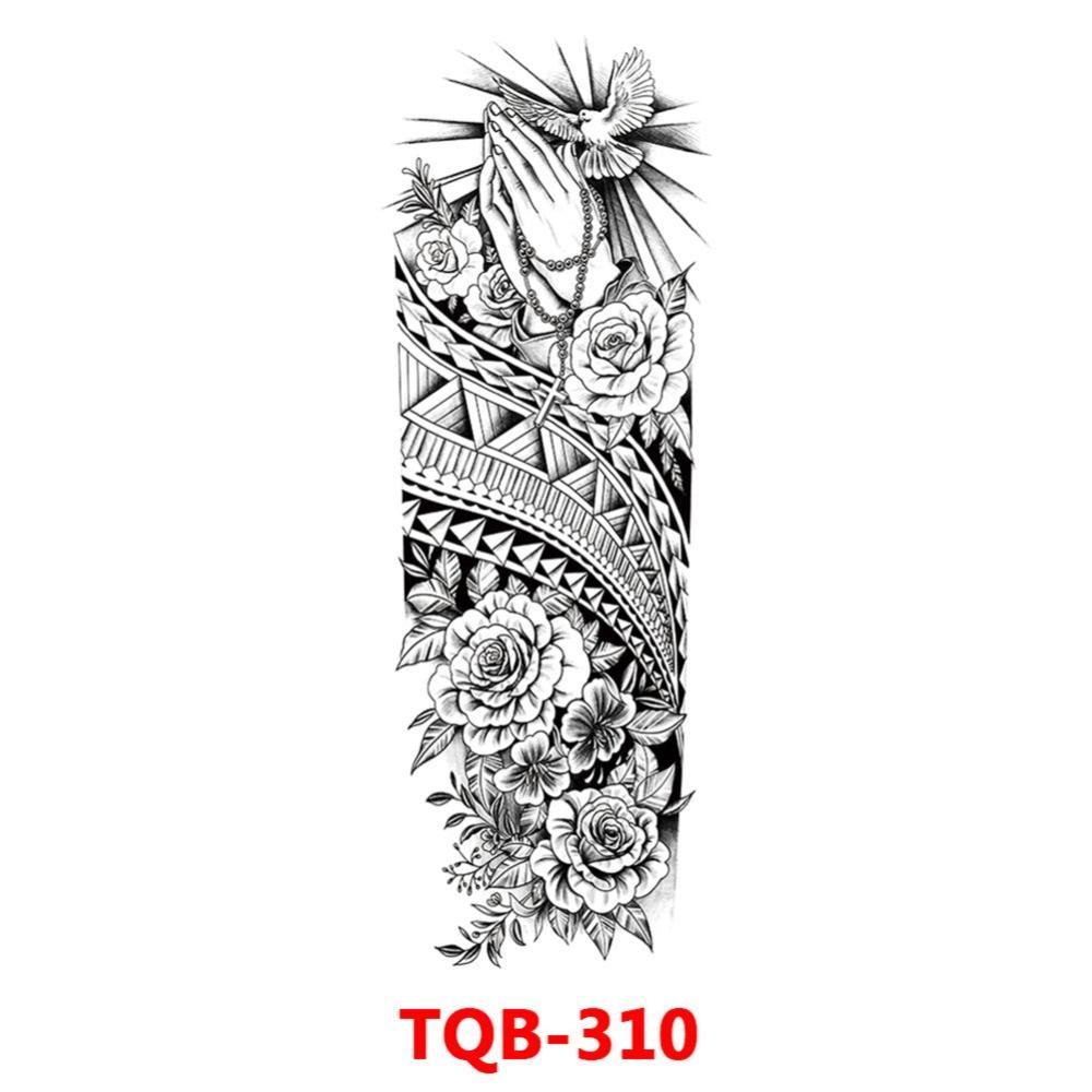 Full Arm Fake Tattoo Sleeve Men and Women Temporary Tattoo Sticker Lion Werewolf Cross Big Arm Tattoo Waterproof