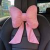 Car Seat Headrest Lumbar Adjustable Lumbar Support Neck Pillow Bow Linen Soft Pillow Cushion Car Travel Rest Headrest Pillow