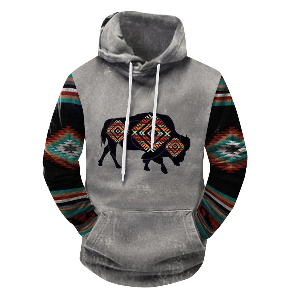 Модный свободный мужской и женский свитер с капюшоном с длинным рукавом и принтом