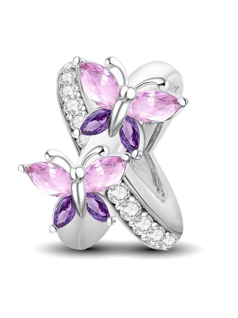 Медь Сестра Любовь Сердце Бабочка Роза Подвеска Шармы Бусины Подходят Оригинальный Пан Браслет Браслет Сделай сам Ювелирные изделия