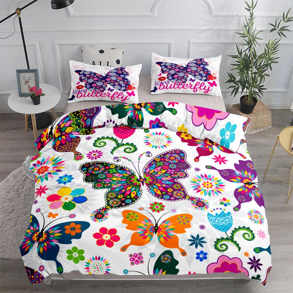 Комплект постельного белья Neon Butterfly Girl Duvet Cover Set EU Single Double King US Twin Full Queen Size