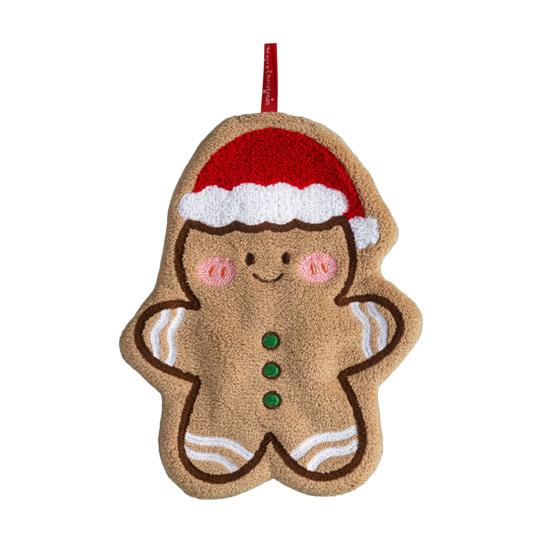 Christmas House Hand Towel Soft Absorbent Coral Fleece Towel Santa Claus Bells Design Quick-Drying Holiday Towel