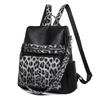 Ретро модный женский рюкзак большой емкости двухцветный леопардовый принт рюкзак
