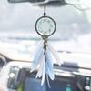 Alynsehom Dream Catcher Car Interior Rearview Mirror Hanging Decor Handmade Grids Nature Feather Small Boho Car Charms Pendant Accessories (Grey