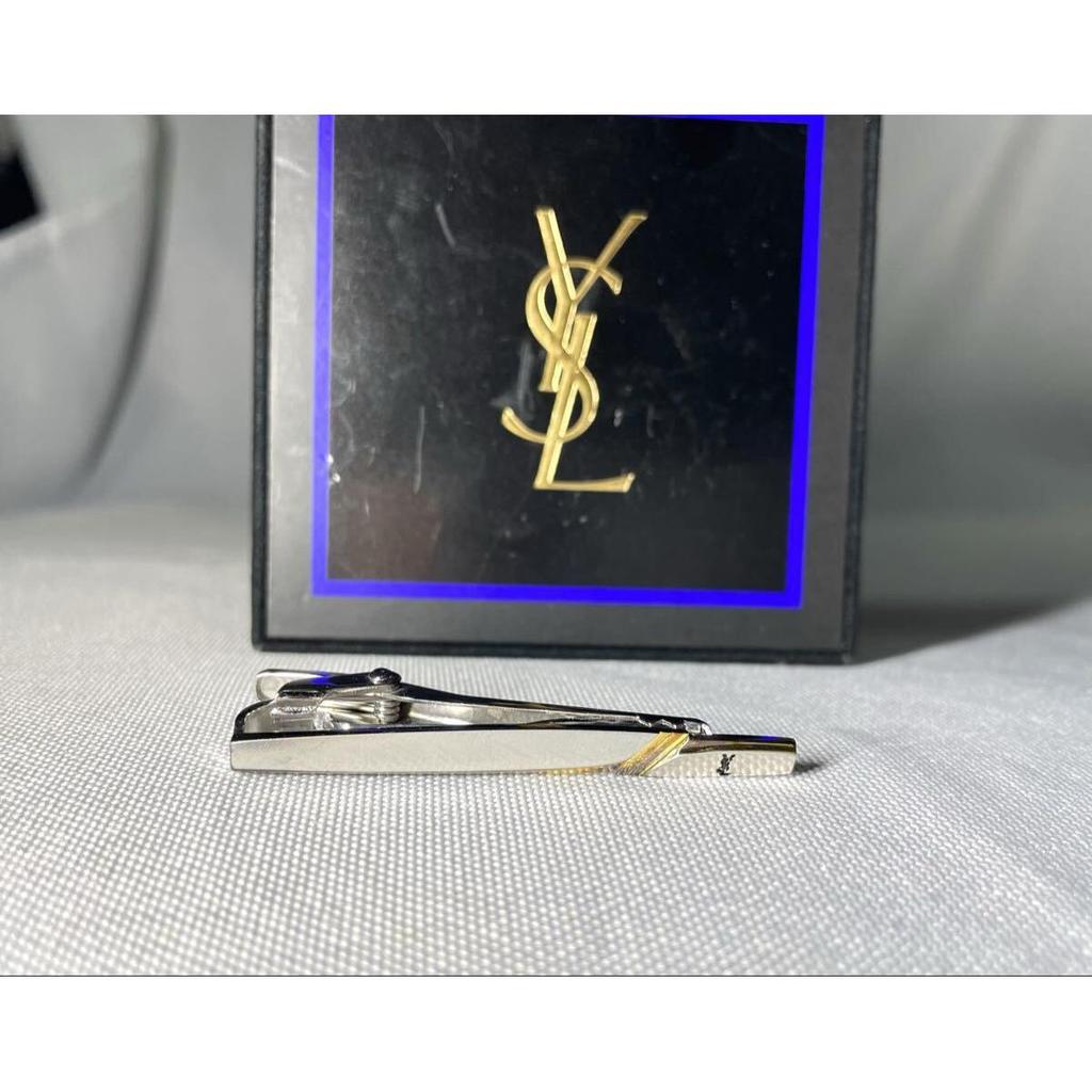 Использовано Немедленное решение красивый предмет YVES SAINT LAURENT YSL Золото и Матовая Стерлинговое Серебро 925 Винтажная Зажим для Галстука Зажим для Галстука Зажим для Галстука